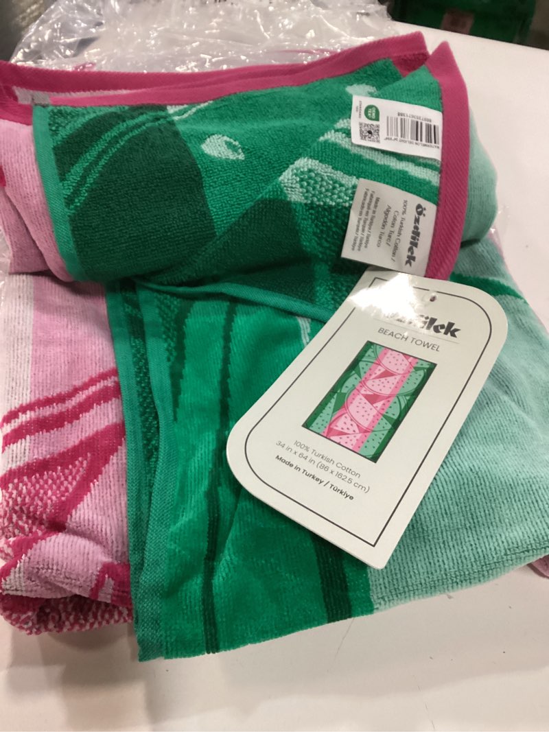 Condition photo showing Good Condition for ozdilek 34x64 beach towel - 100% turkish cotton, luxury soft velour, quick dry, absorbent, fade-resistant, oversized pool & spa towel, watermelon design, eco-friendly (watermelon delight)