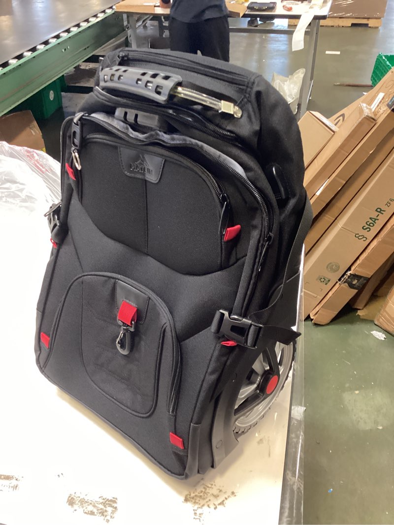 matein rolling bag with wheels, 17 inch extra large laptop roller backpack for adults with anti theft lock & usb charging port, water resistant wheeled bag carry on luggage for teacher work travel men