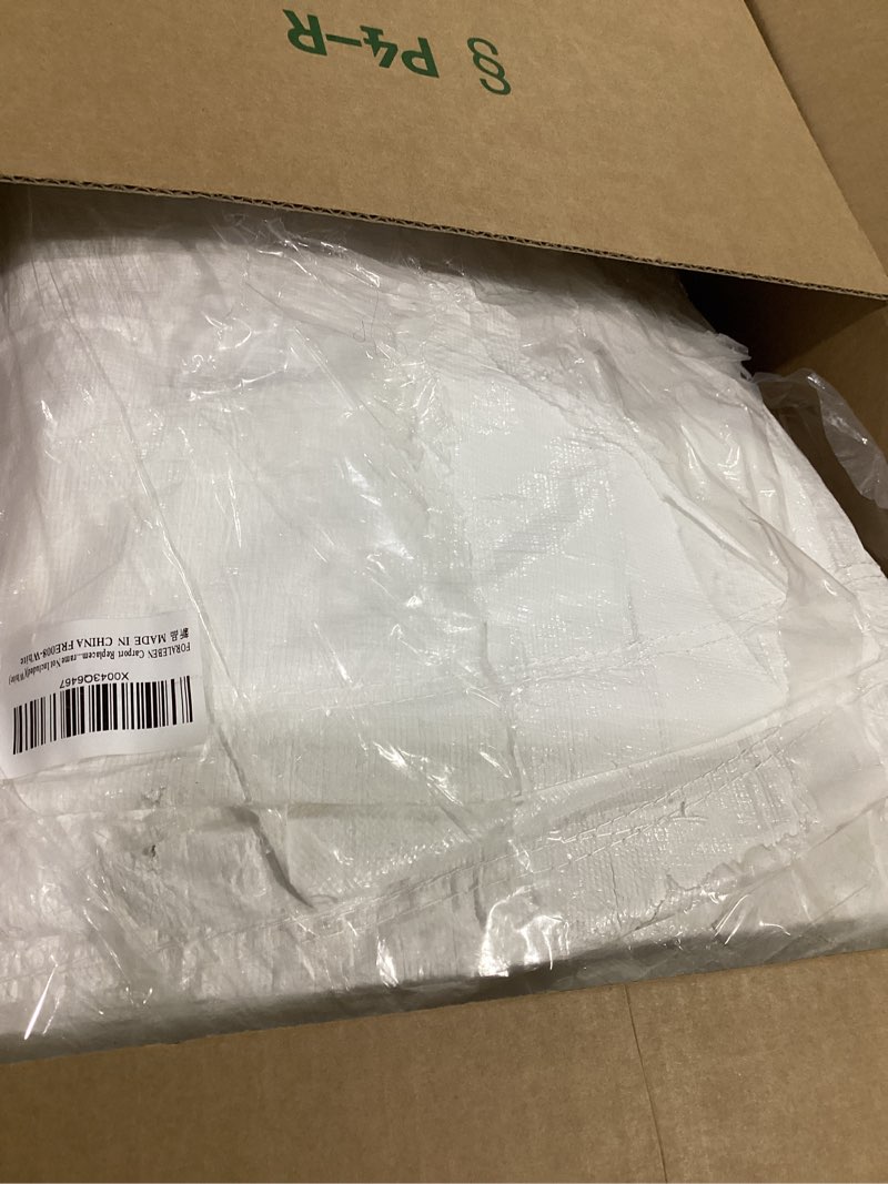 Condition photo showing As Is for upgraded carport replacement canopy cover for 10’ x 20‘ car tent top garage shelter cover tarp with ball bungees (only top cover, frame not include) white white 10’ x 20‘