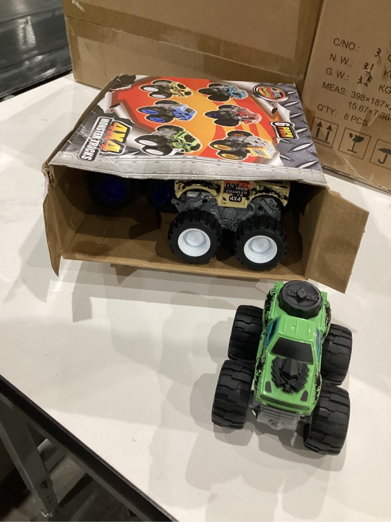 Condition photo showing Good Condition for Monster Trucks Toys for Boys and Girls, 4-Wheel Drive Friction Powered 6-Pack Push and Go Toy Cars with Giant Wheels, 360° Crazy Stunts, Age 3, 4-7 and Above [Amazon Exclusive] (6 Pack)