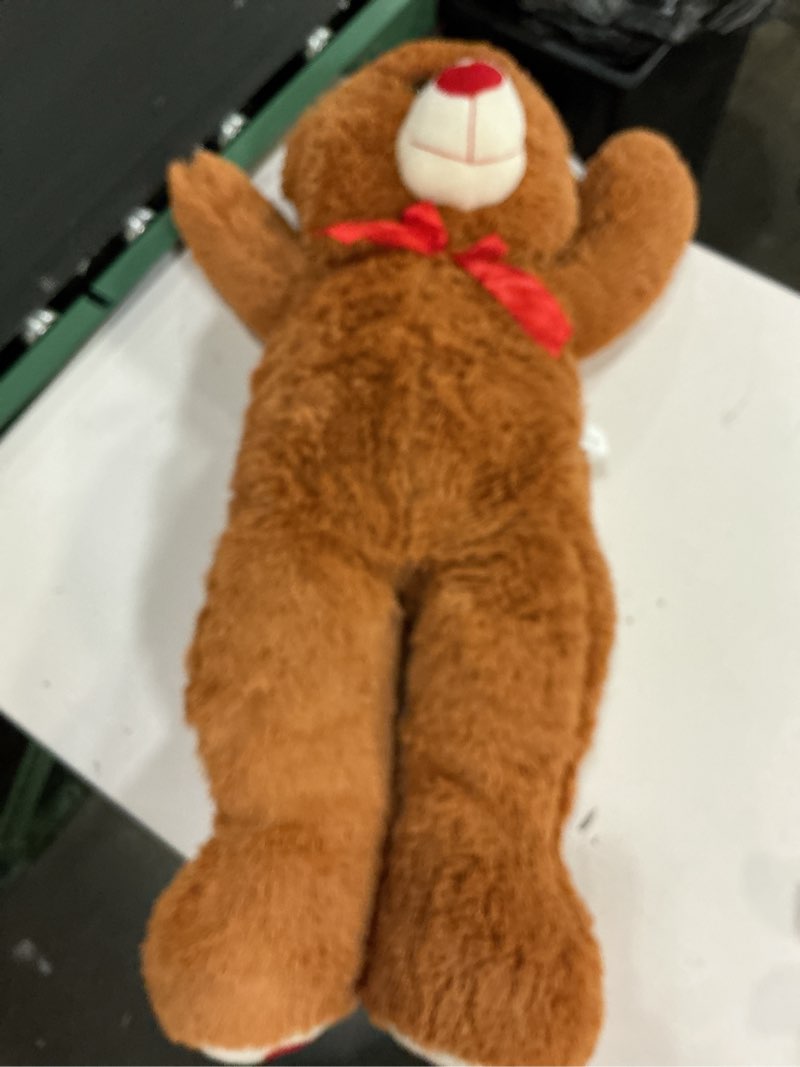 Condition photo showing As Is for hollyhome big teddy bear stuffed animal large bear plush with red heart for girlfriend and kids valentine's day 36 inch brown