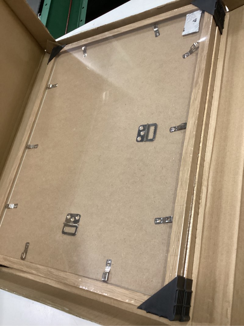 Condition photo showing New/Like New for rustic oak 14x18 frame - set of 2, 14 x 18 poster frame with mat for 12x16, picture frames for artwork, puzzles, photos and movie posters 14" x 18" / 12" x 16" mat