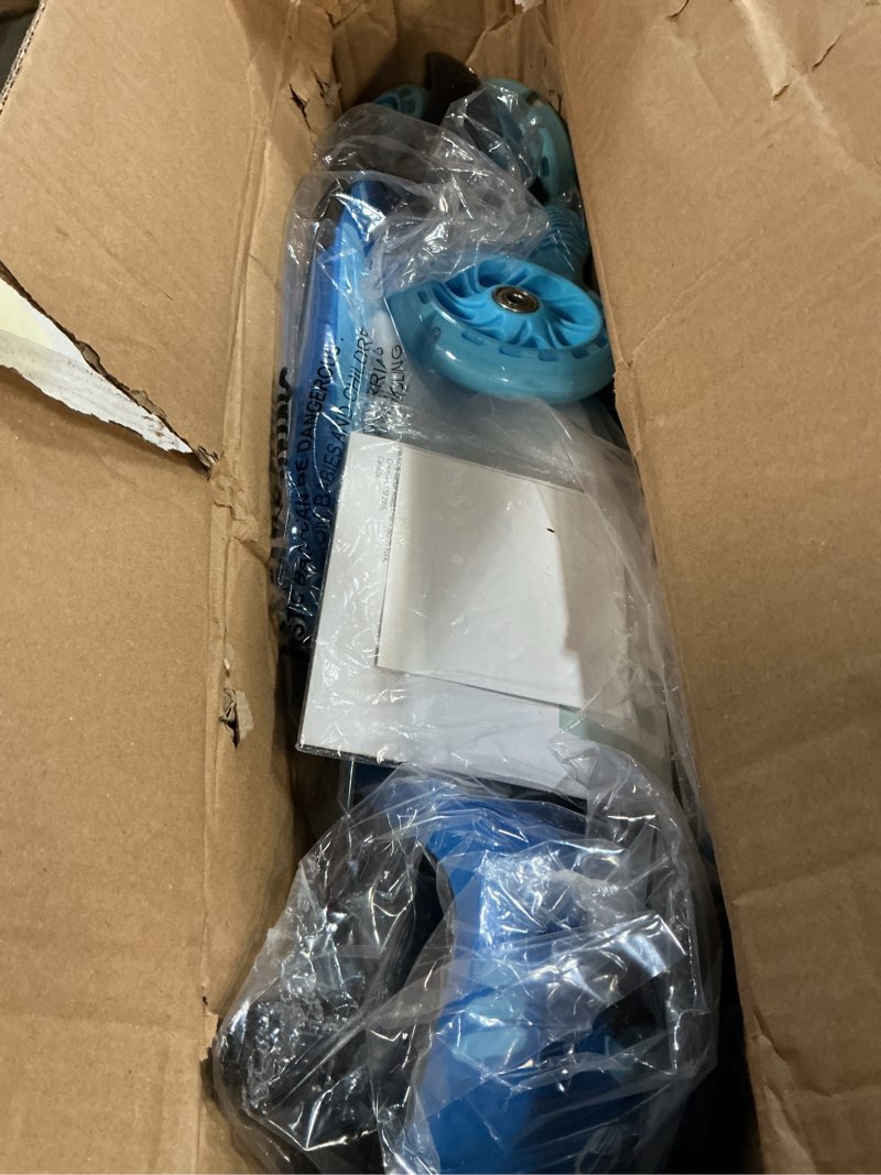 Condition photo showing Good Condition for Gotrax KS1 Kids Kick Scooter, LED Lighted Wheels and 3 Adjustable Height Handlebars, Lean-to-Steer & Widen Anti-Slip Deck, 3 Wheel Scooter for Boys & Girls Ages 2-8 and up to 110 Lbs Blue
