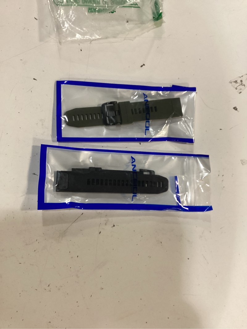 Condition photo showing As Is for ancool for fenix 5/fenix 6/fenix 7 band 22mm silicone watch band for fenix 8 47mm/fenix 7 pro/6 pro/5 plus/forerunner 935/945/955/965/approach s62/s60/epix gen 2 47mm(black+army green) 2 pack black+army green