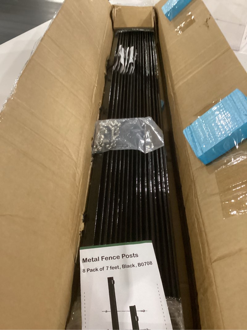 Condition photo showing New/Like New for forehogar metal fence post black splicing 7 feet, pack of 8, t posts for fences wire mesh, no dig steel stakes fencing for garden yard farm outdoor light duty 7 ft- 8pack-black splicing black