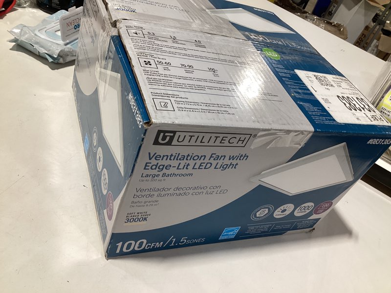 Condition photo showing Good Condition for utilitech ventilation fan 1.5-sone 100-cfm white decorative lighted bathroom fan (energy star certified) item #831383 | model #7115-02