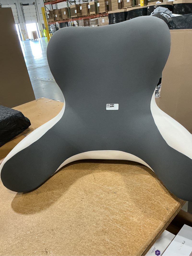 Condition photo showing As Is for reading pillow for sitting in bed,22"h back support pillow for sitting up,back rest & lumbar support pillows with arms, bed rest chair cushion,chaise lounges reclining,gaming,work,resting,(grey&white)