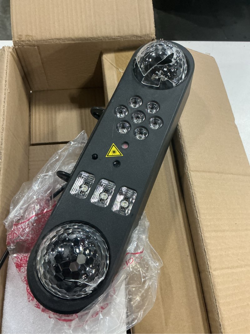 Condition photo showing As Is for DJ Lights with Stand,5 in 1 Dj Lights for Parties Disco Ball Stage Party Light Set with Sound Activated Control, UV,Strobe, Dyeing, Led Par Light and Pattern Lighting for Bar Wedding Christmas-1PC