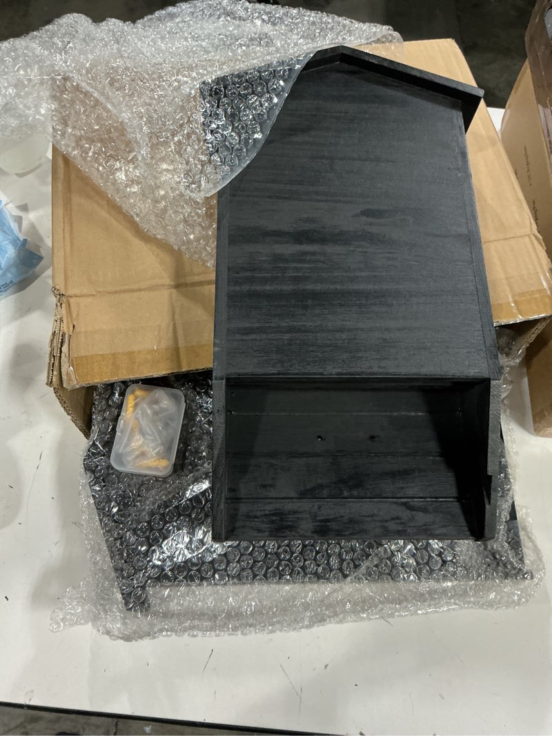 Condition photo showing New/Like New for wenqik 2 pack bat house for outdoor large cedar wood bat box for outside tree backyard weatherproof wooden shelter, easy to land and roost(black,15.7 x 10.6 x 3.1 in,2 chamber-pointed roof) 15.7 x 10.6 x 3.1 in 2 chamber-pointed roof dark brown