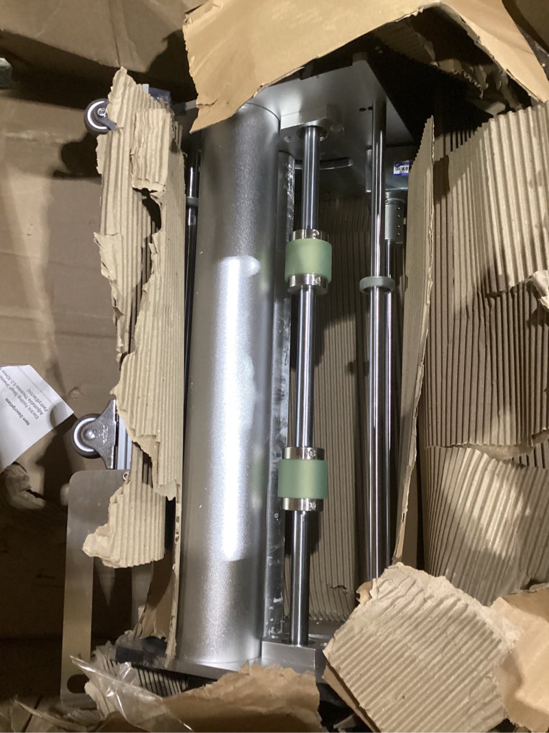 Condition photo showing As Is for 22.7\" commercial electric dough sheeter machine with adjustable thickness, foldable design, for croissant dough, pizza dough & bakery use – suitable for home bakers and professional bakeries, similar to stock photo