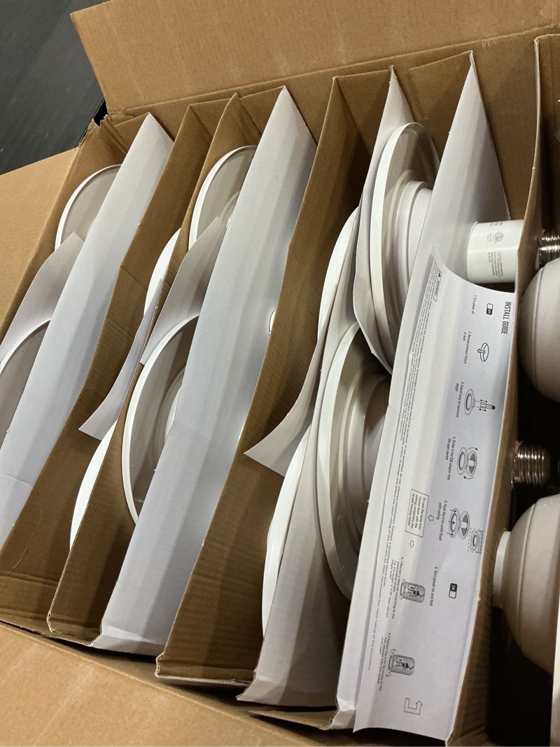 Condition photo showing Good Condition for Jolux 12 Pack 5/6 Inch LED Can Lights Adjustable Recessed Retrofit Downlight,800lm 3000K Warm White, Dimmable,ETL Damp Rated Replacement Recessed Lighting Install,E26 Base,Flat Trim. 3000k( Warm White) Flat 5/6 Inch 12-Pack
