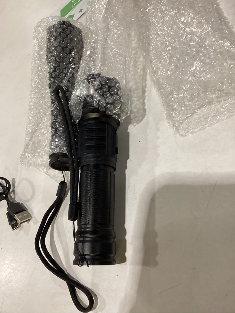 Condition photo showing New/Like New for 3pack rechargeable flashlights high lumens 9900fl, led flashlight rechargeable with lcd digital display, 5modes adjustable flash light, super bright flashlight powerful, tactical flashlights for home