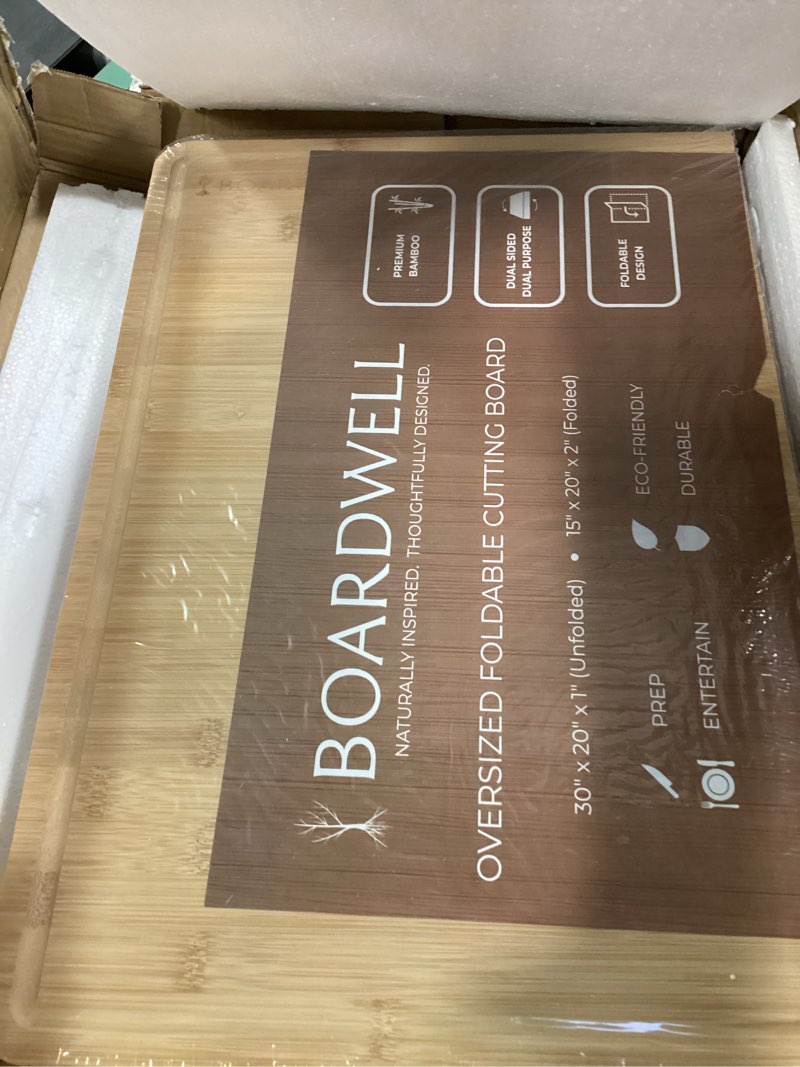 Condition photo showing New/Like New for BOARDWELL Extra Large Foldable Stovetop Cover Cutting Board – Double-Sided 29" x 21" Collapsible Cha