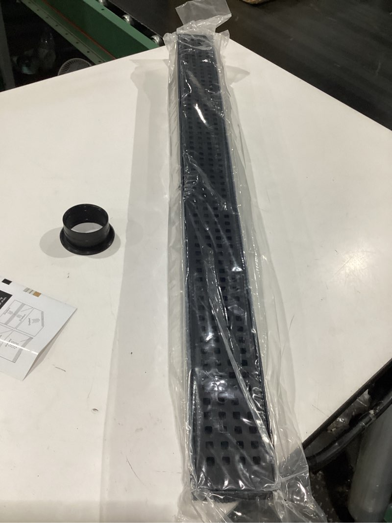 Condition photo showing New/Like New for webang 32 inch linear shower drain rectangular floor drain with accessories square hole pattern cover grate removable sus304 stainless steel cupc certified matte black matte black 32 inch