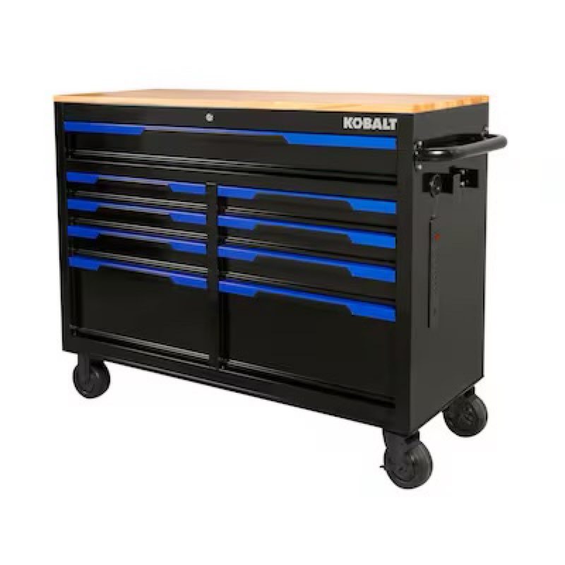 kobalt 18.1-in w x 37.2-in h 9 -drawers rolling black wood work bench