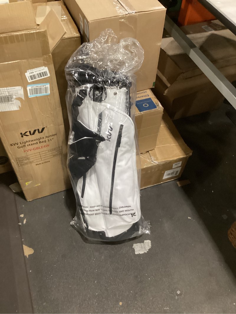 Condition photo showing New/Like New for kvv junior golf bag, lightweight golf stand bag for young players for ages 4-6,6-8,9-12, 12 and up white ages 12 and up