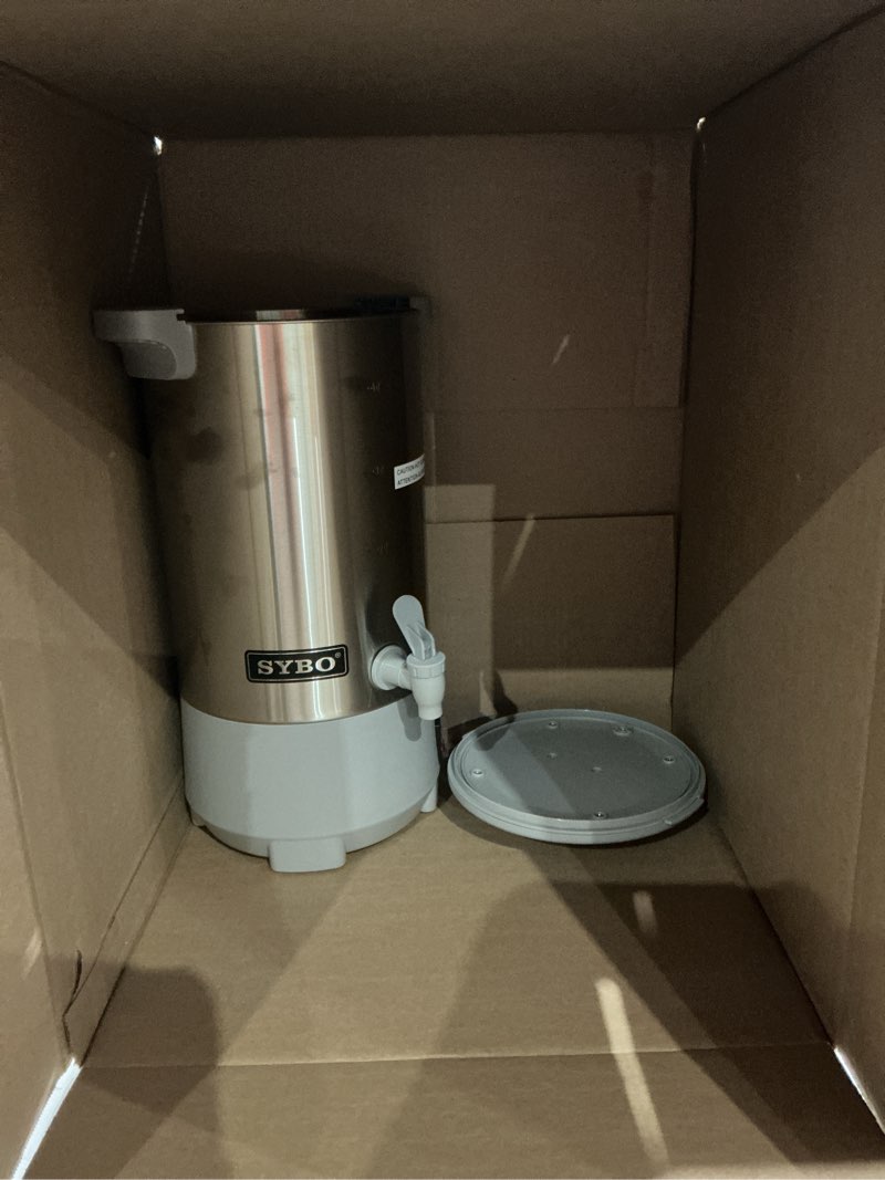 Condition photo showing Good Condition for sybo sr-cp-50b commercial grade stainless steel percolate coffee maker hot water urn for catering, 50-cup 8 l, metallic 8l metallic