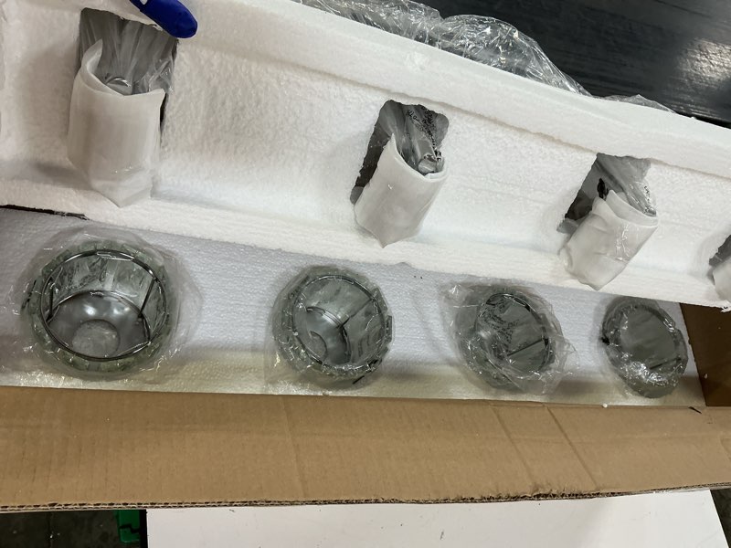 Condition photo showing New/Like New for volisun crystal vanity lights for bathroom, 4 light modern stainless steel bathroom light fixtures over mirror, chrome bathrooms lights fixtures - ul certificated (exclude bulb) chrome-round 4 light