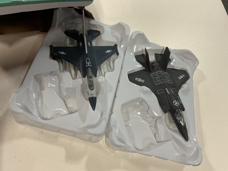 Condition photo showing As Is for Double Fighter Jet Toy, F35 & F16 Diecast Planes with Lights & Sounds, Pull Back Military Airplane Toy Models, Great Christ Gift for Toddler,Kids, Boys