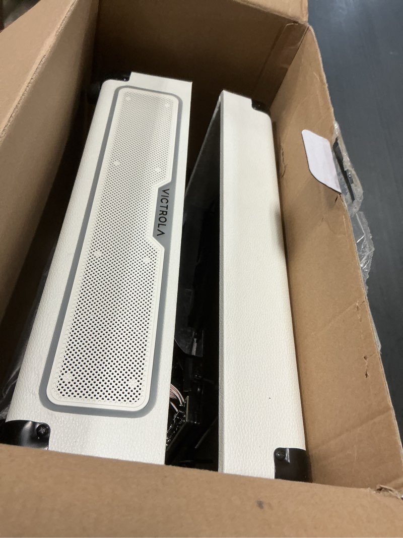 Condition photo showing As Is for Victrola Journey Glow – Illuminated Suitcase Record Player – 18 RGB Light Effects, Stereo Speakers with Enhanced Bass, Bluetooth Streaming, (White)