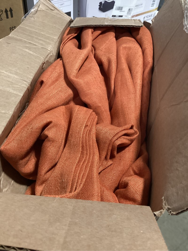 Condition photo showing Good Condition for 100% blackout shield linen blackout curtains for bedroom 96 inches long, back tab/rod pocket living room drapes, thermal insulated blackout curtains 2 panels set, 50" w x 96" l, burnt orange burnt orange 50"w x 96"l (pack of 2)