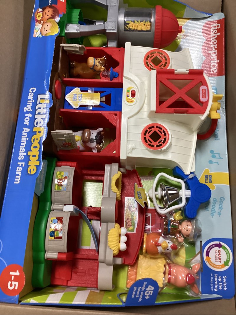 Condition photo showing New/Like New for fisher-price little people caring for animals farm electronic interactive playset with smart stages learning songs for toddlers ages 1 and up (amazon exclusive) refreshed farm