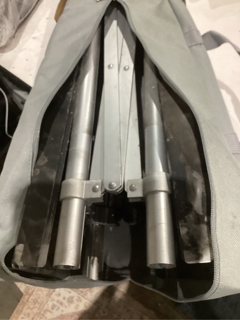 Condition photo showing As Is for KAMPKEEPER Portable Fire Pit, Outdoor Tabletop Firepit 18 Inch, 304 Stainless Steel Wood Burning Fireplaces, Collapsible Pop Up Fire Pit for Outside, Included Heat Shield for Leave No Trace Fires Silver