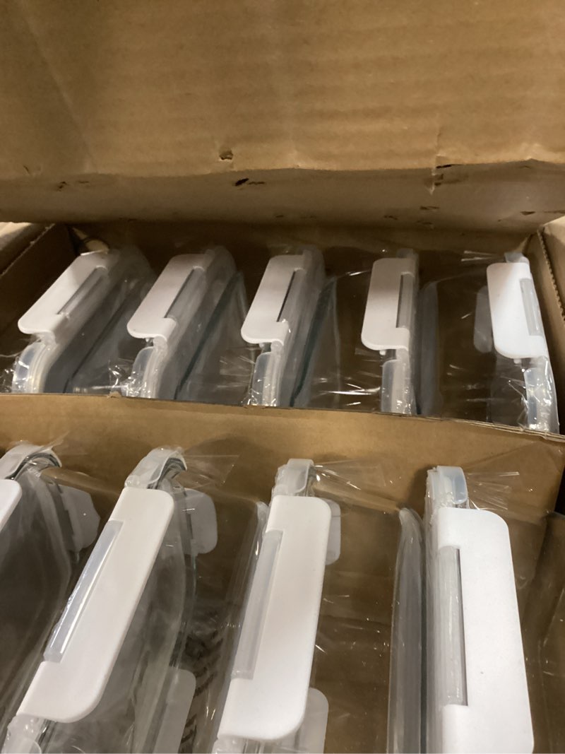 Condition photo showing New/Like New for komuee 10 packs 30 oz glass meal prep containers,glass food storage containers with lids,airtight lunch bento boxes,microwave, oven, freezer and dishwasher,white