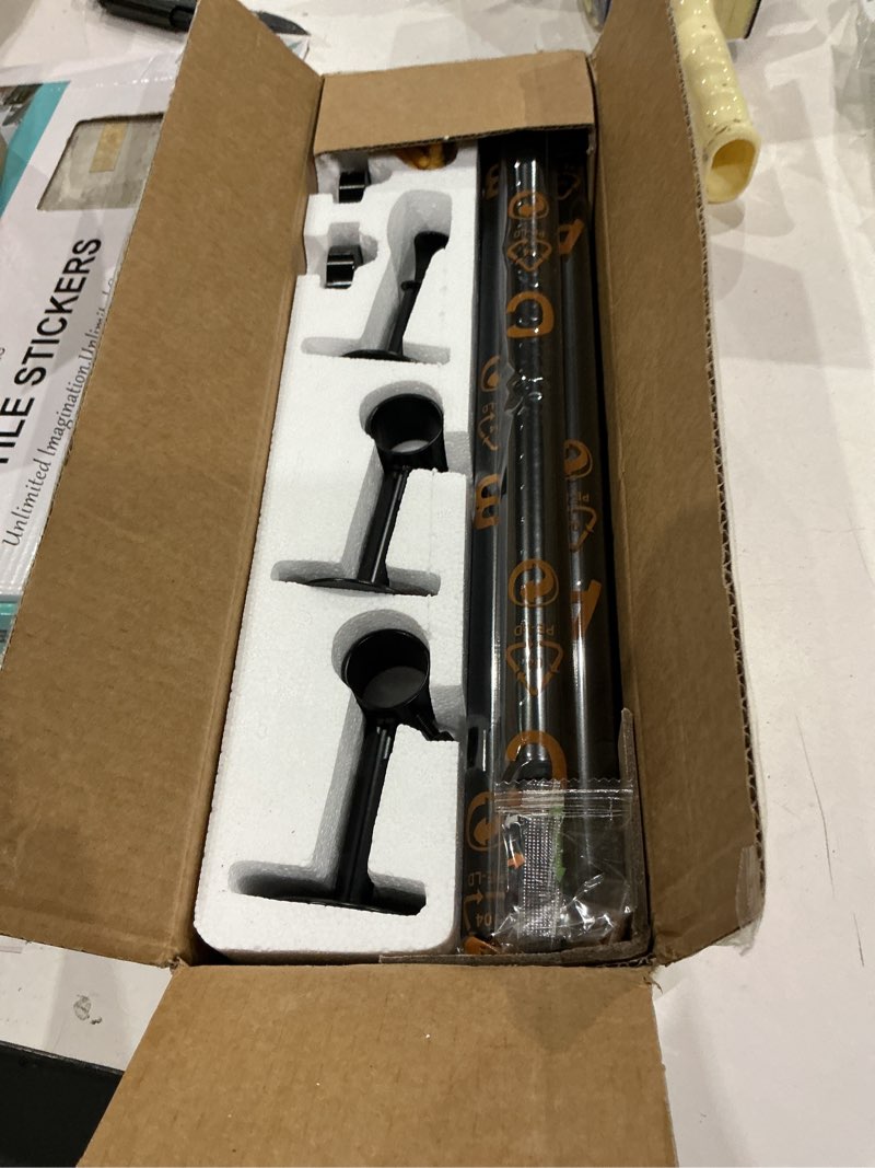 Condition photo showing New/Like New for yafex heavy duty curtain rods 32-90 inch, 1 inch adjustable black curtain rod for windows, long window treatment rods with aluminium finials, easy installation 32" to 90" black