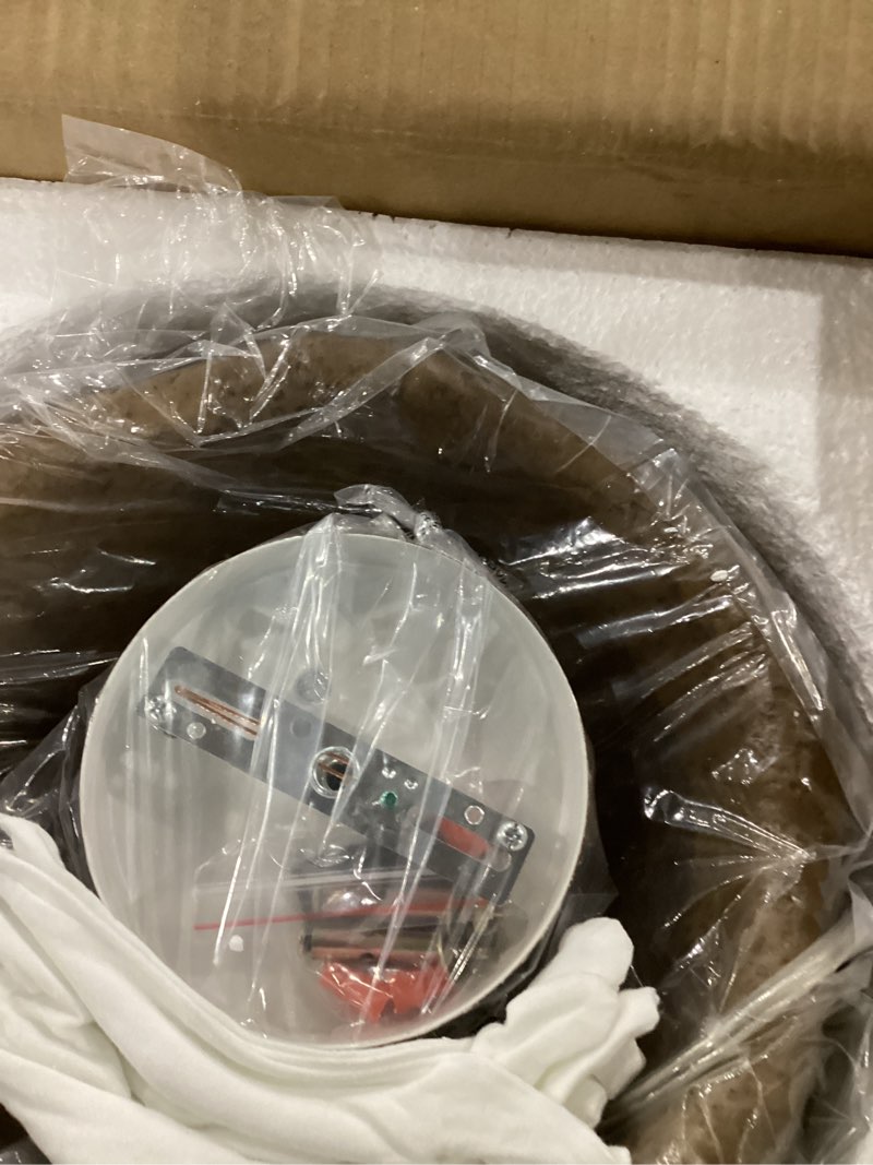 Condition photo showing New/Like New for Farmhouse Pendant Light for Kitchen Island, 11" Rustic Brown Hanging Ceiling Light Fixture for Dining Room, Kitchen, Living Room, Hallway, Resin Dome Shade, E26 Base