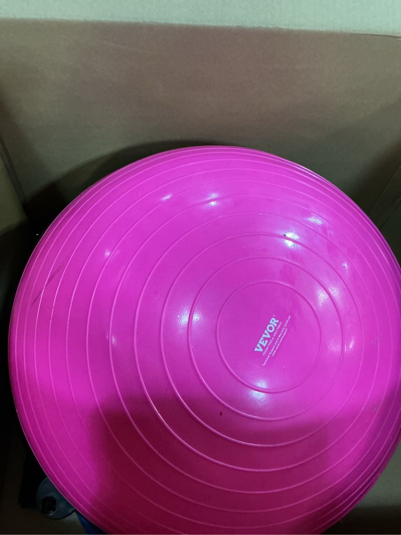 vevor half exercise ball trainer, 23 inch balance ball trainer, 660lbs capacity stability ball, yoga ball with resistance bands & foot pump,strength fitness ball for home gym, full body workout,pink 