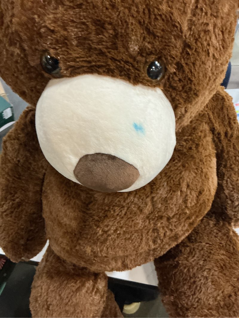 Condition photo showing Good Condition for MorisMos Smile Giant Teddy Bear, 51inch Large Stuffed Bears with Big Footprints, Big Stuffed Animals Cuddly Plush Gifts for Girlfriends, Boyfriend, Dark Brown Dark Brown 51 inches