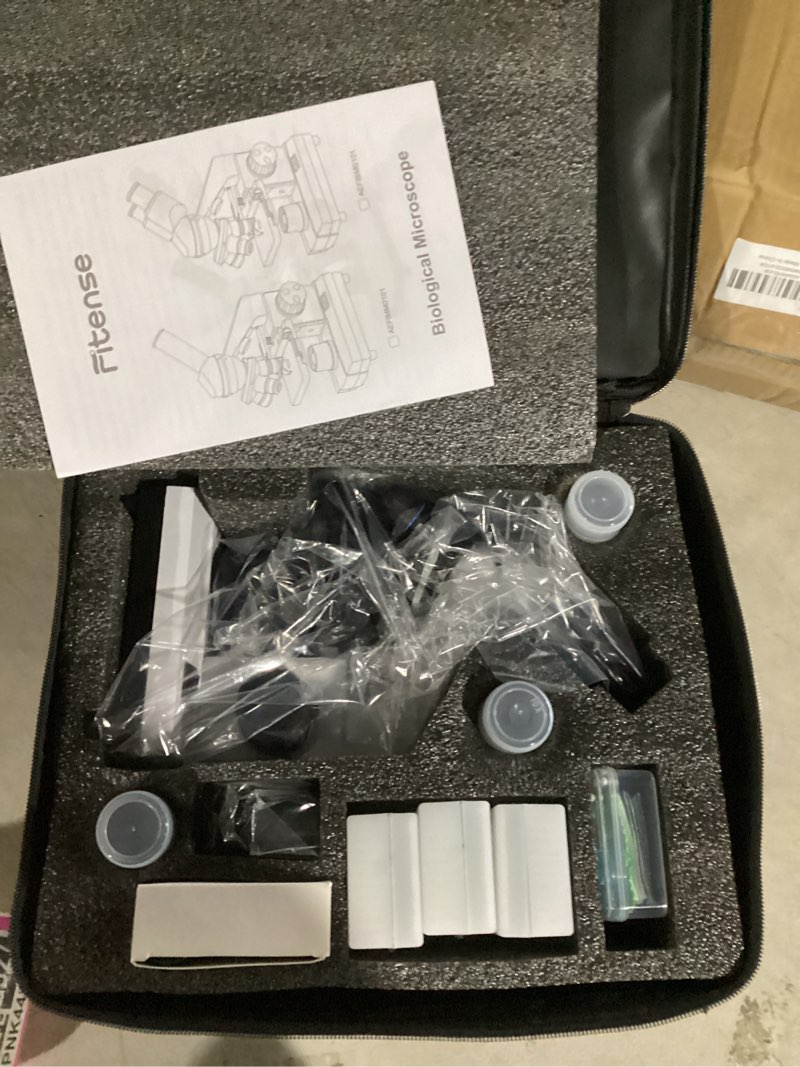 Condition photo showing Good Condition for Microscope for Adults Kids,40X-2000X Monocular Microscope Kit for Home School Lab, 2 LED Lights & 5 Colors Kids Microscope with Phone Holder,10 Specimen Slides,20 Slides,100 Coverslips, Bag