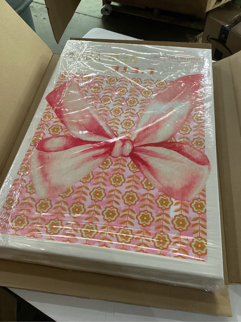 ZQARTZZQ Preppy Bow Wall Art Set of 3 Coquette Canvas Wall Decor Aesthetic Pictures Trendy Girly Wal