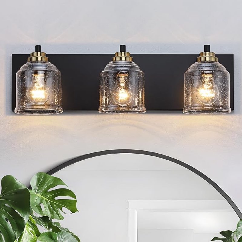 yklitg vanity lights for bathroom large 23", farmhouse rustic vanity light with bubble glass shades,