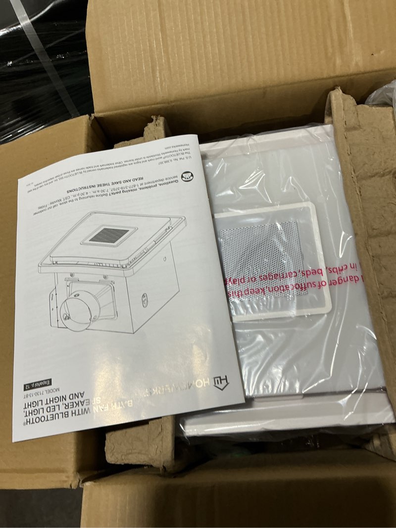 Condition photo showing Good Condition for homewerks 1.5-sone 110-cfm white decorative lighted bluetooth compatibility bathroom fan