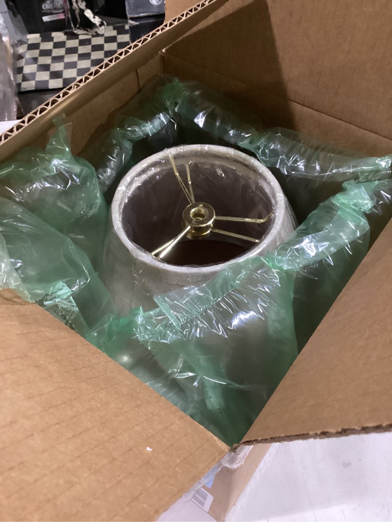 Condition photo showing Good Condition for Aspen Creative 32416A Transitional Hardback Empire Shape Spider Construction Lamp Shade in Khaki, 9" wide (5" x 9" x 7")