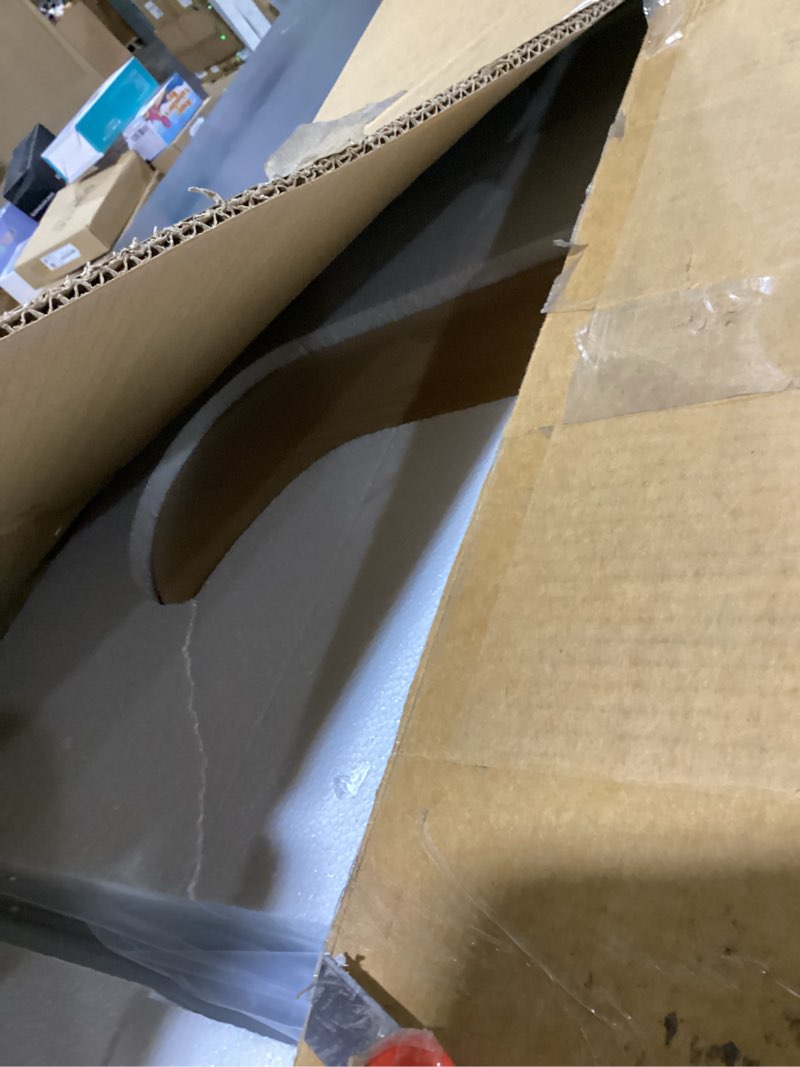 Condition photo showing New/Like New for Modern Coffee Table for Living Room and Small Spaces, 43.3" x 29.5" x 15.8" Triangle Tempered Glass Table Top and Eco-Friendly MDF Base, Natural Wood