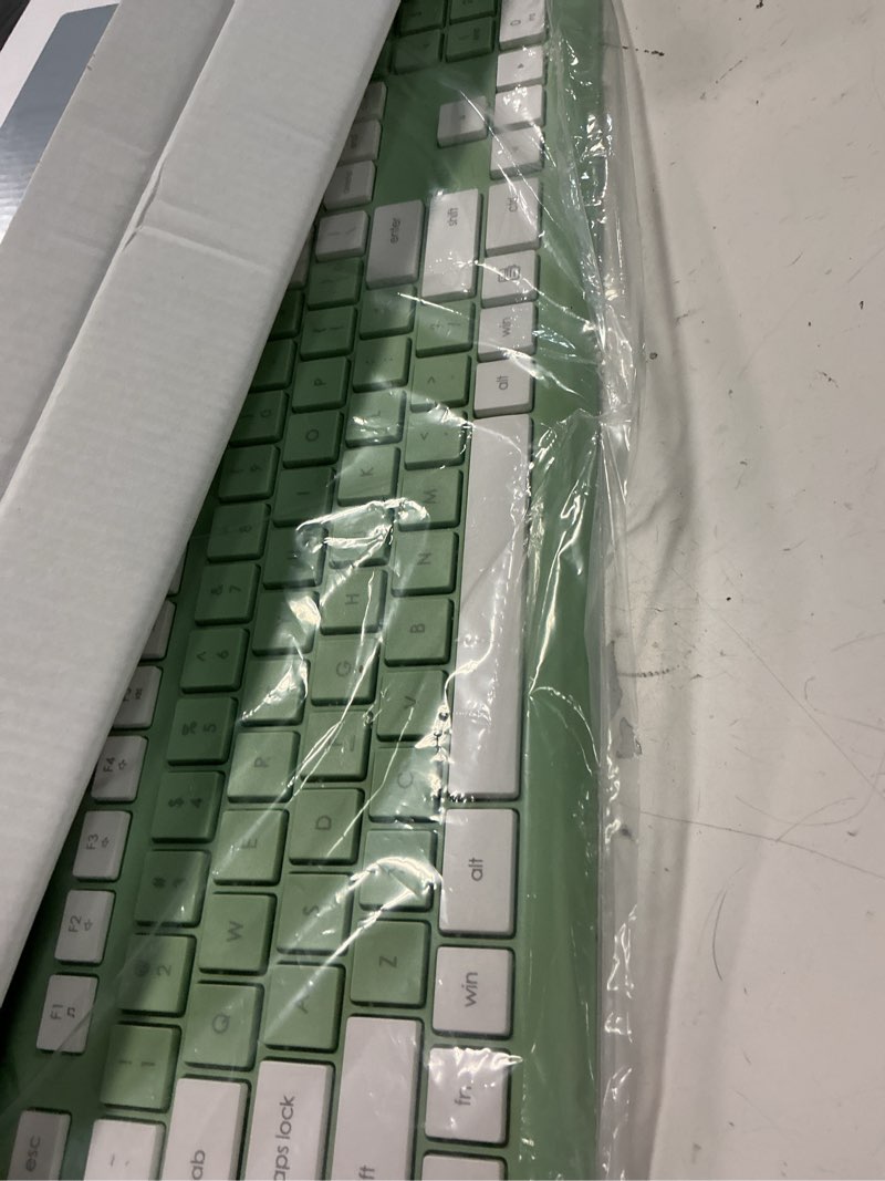 Condition photo showing Good Condition for wireless keyboard and mouse combo, full-size silent ergonomic keyboard and optical mouse, long battery life, 2.4g lag-free mice keyboard for computer,mac,laptop,pc,windows(avocado green)