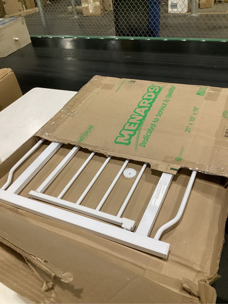 Condition photo showing Good Condition for narrow baby gate 24.4-29 inch wide stairs tension pet dog gates indoor for doorways no drilling pressure mounted metal pet gates for kids white 24.4"-29"/61-74cm