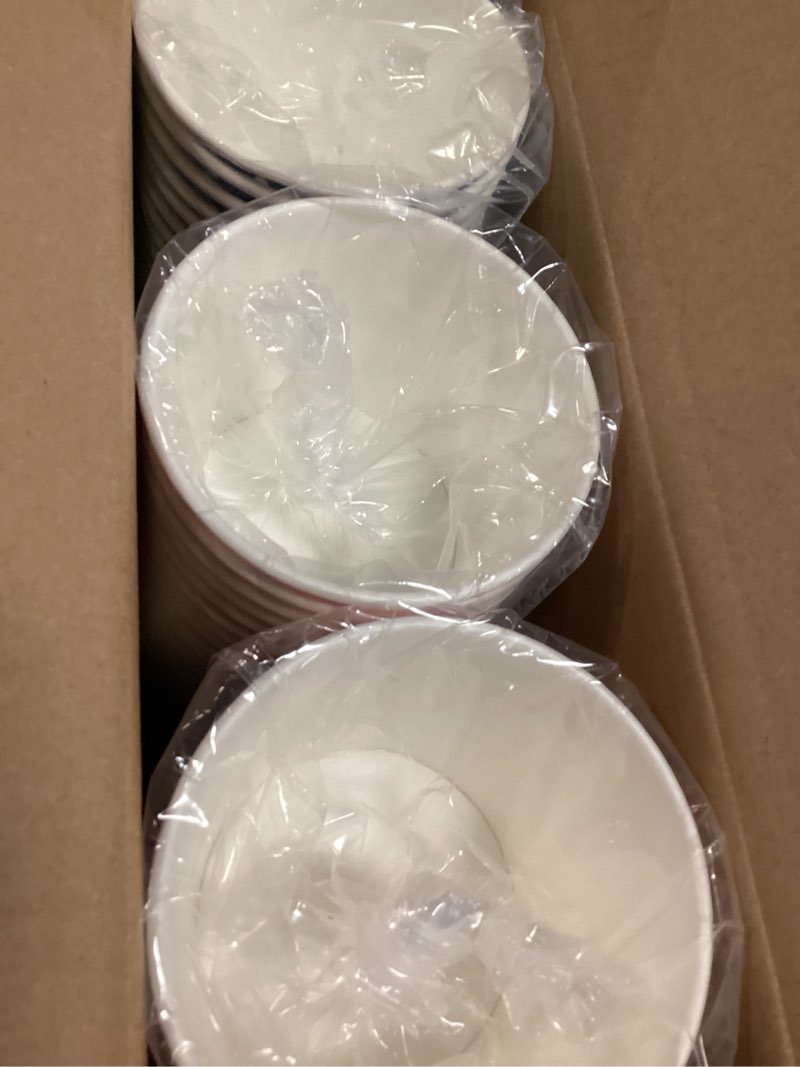 Condition photo showing New/Like New for litopak 120 pack 12 oz ice cream cups, disposable dessert cups for cold or hot food, coloured paper dessert bowls for soups, sundaes, and ice cream pink&blue&orange-12oz