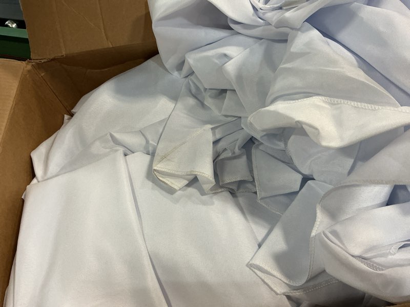 Condition photo showing As Is for vidafete round tablecloth 132inch 6pack polyester table cloth, stain wrinkle resistant polyester dining table cover for kitchen dinning party wedding rectangular tabletop buffet decoration(white) white 132" (6 pack)