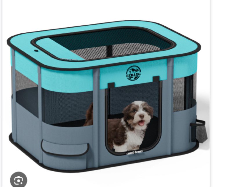 ( similar puppy playpen cat dog crate: play pen indoors pet playpens portable foldable cage kennel house for medium small large kitten rabbit guinea pig hamster with food bowl (gre