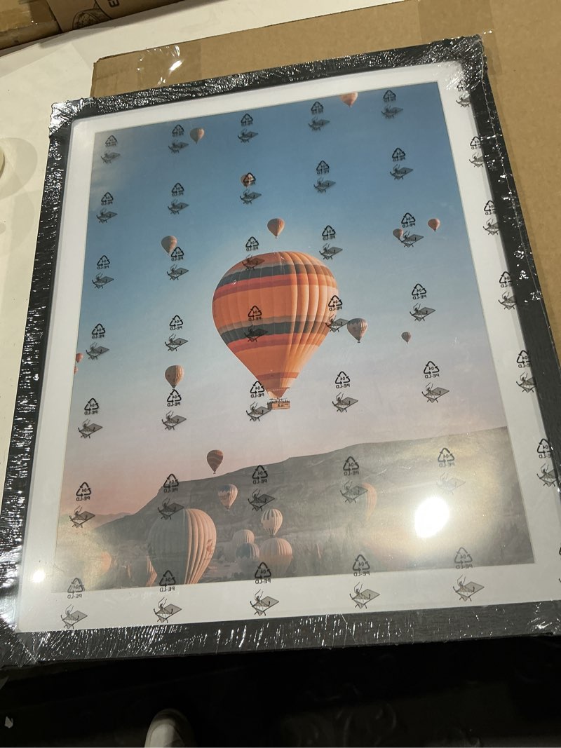 Condition photo showing Good Condition for 16x20 picture frame black with 14x18 mat for 40 x 50cm diamond art painting, display photo 14x18 with mat or 16 x 20 without mat, wall hanging large frame with plexiglass, black black 1
