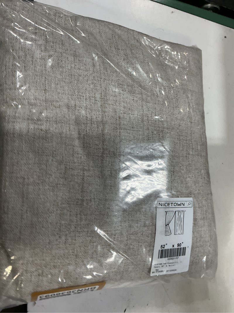 Condition photo showing New/Like New for nicetown 100% blackout linen curtains 90" long for bedroom, thermal insulated living room curtains with liner, farmhouse style linen blend window draperies for dining room (2 panels, 52" w, natural) natural 52"w x 90"l (pack of 2)