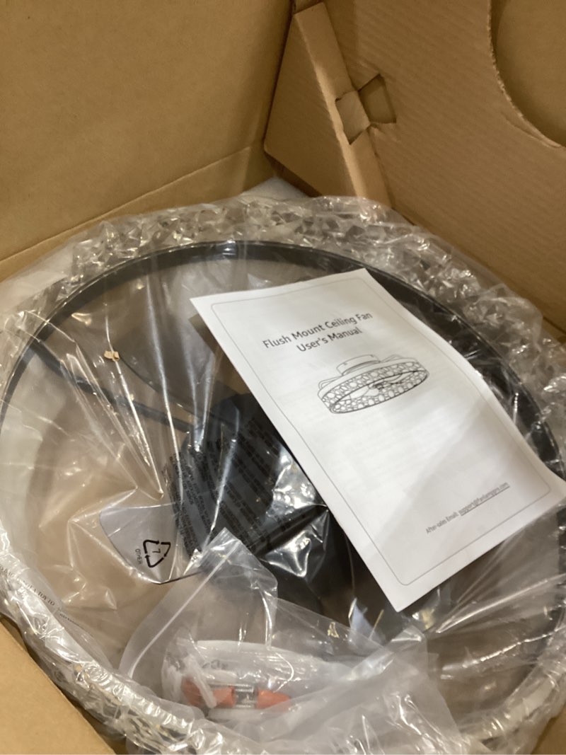 Condition photo showing New/Like New for lediary 20" modern ceiling fans with lights and remote, dimmable low profile ceiling fan, flush mount ceiling fan, stepless color temperature change and 6 speeds - black 20 inch black 1