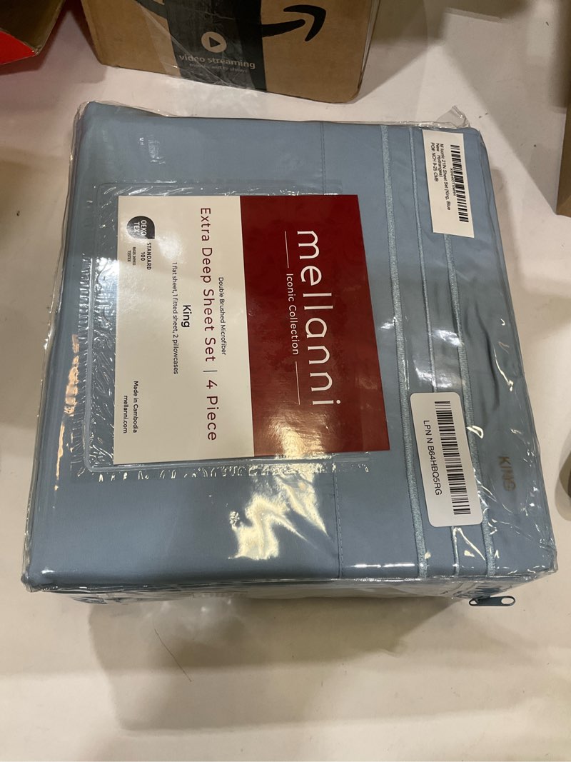 mellanni extra deep king sheets - 4 pc iconic collection bedding - hotel luxury, ultra soft, cooling