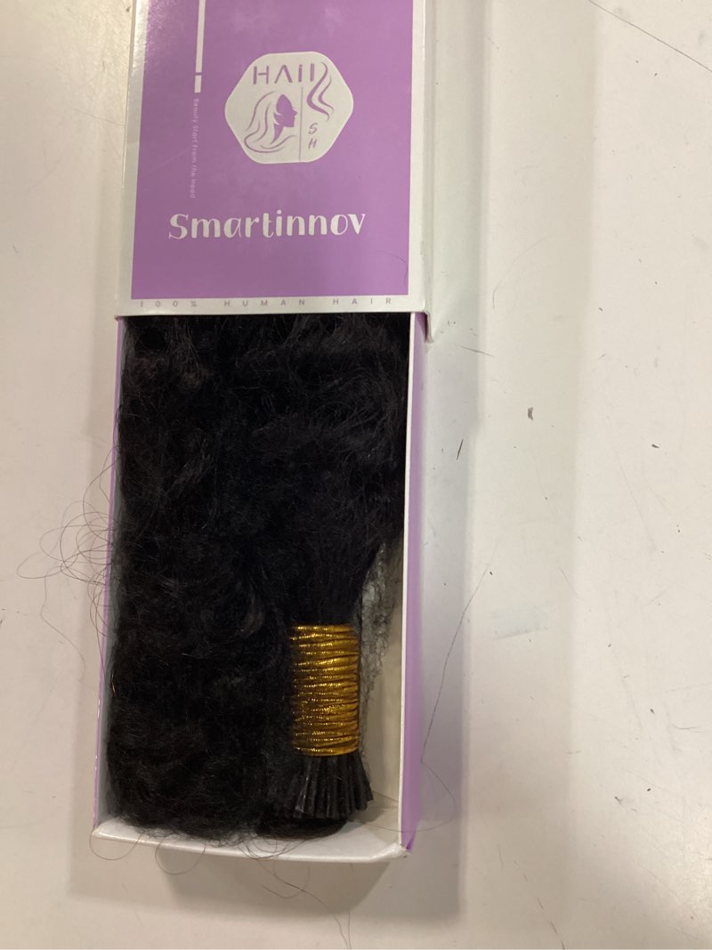 Condition photo showing Good Condition for 22 inch curly i tip human hair extensions cold fusion #1b natural black keratin hair deep wave microlink beads tipped real hair extensions 50g 50stands for women #1b-dw 22 inch