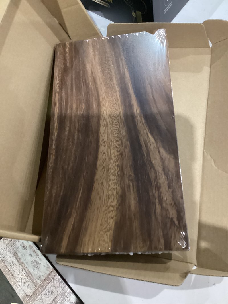 Condition photo showing Good Condition for small 10" acacia wood riser pedestal stand – farmhouse wood display riser for kitchen and bathroom décor - counter display, plant stand, jewelry holder, vanity tray, candle stand (s:10"x5.6"x1.57") small:10“x 5.6"