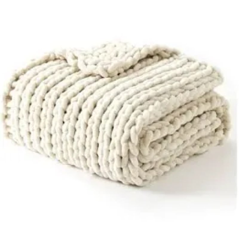 l'agraty chunky knit blanket throw: 72''x84'' chenille chunky knitted throw blankets for bed couch -